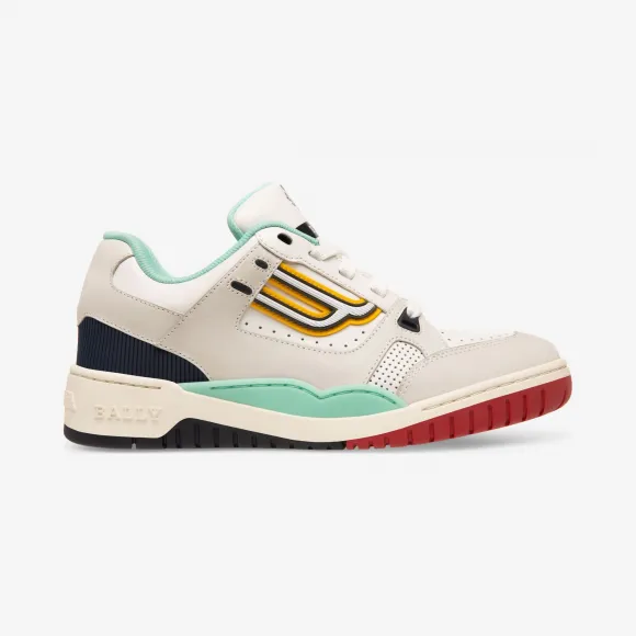 巴利/Bally 白色拼加勒比蓝光面小牛皮运动鞋 6227673