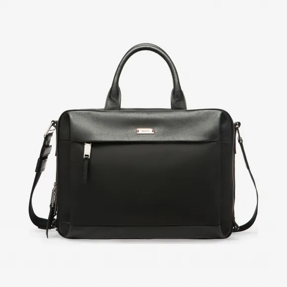 巴利/Bally 黑色涂层棉和小牛皮混纺商务包 6227990