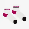 巴利/Bally 白色拼艳粉色棉混纺运动袜 6229415