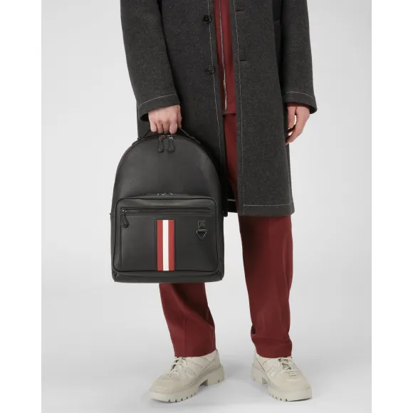 巴利/Bally 男士黑色 Mavrick 再生皮革背包 6238747