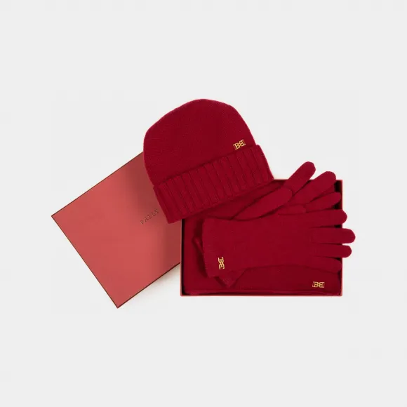 巴利/Bally 女式传统红羊绒配饰套装 6240184