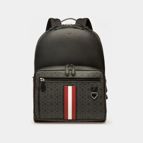 巴利/Bally 男士黑色 Mavrick 再生皮革背包 6300094