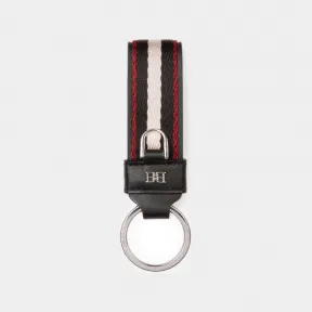 巴利/Bally 男士 Baronn 黑色、骨色和红色织物和皮革钥匙扣 6301477