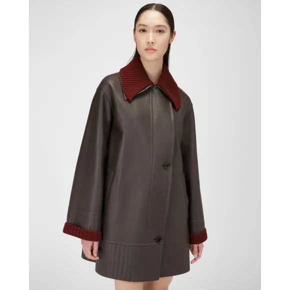 巴利/Bally 女式乌木棕色皮大衣 6302190