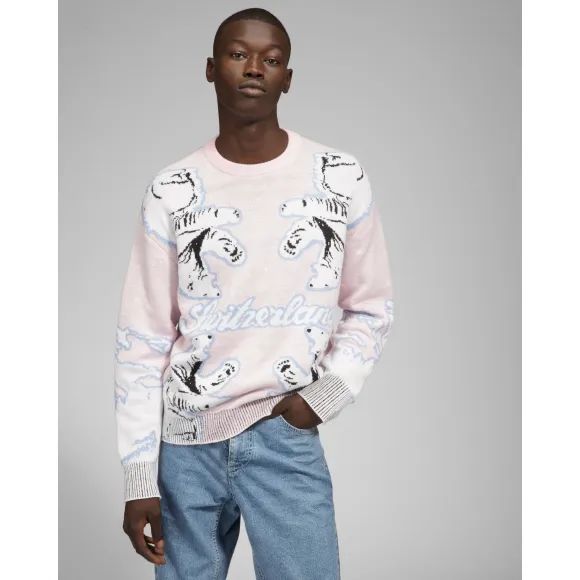 巴利/Bally 男士粉色 & 骨色美利奴羊毛圆领衫 6302893