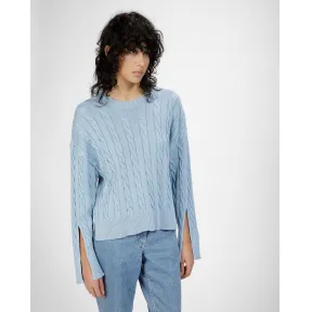 巴利/Bally 女士浅蓝色棉质绞花针织圆领衫 6303847
