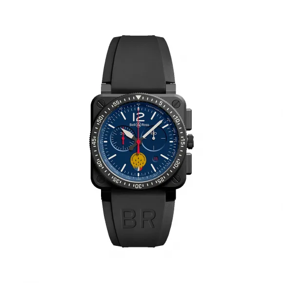 柏莱士/Bell&ross Instruments 系列 42MM 精钢经过亚光黑色DLC工艺处理 石英机芯 男表 BR03-PAF1-CA-SRB