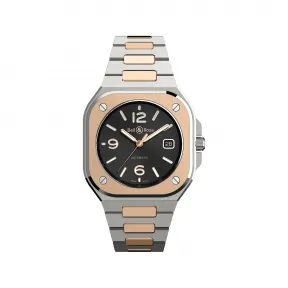 柏莱士/Bell&ross Instruments 系列 40MM 18K玫瑰金及磨砂和抛光精钢 自动机械机芯 男表 BR05A-BL-STPG-SSG