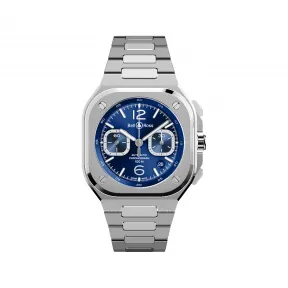 柏莱士/Bell&ross 42 MM 缎面打磨及抛光不锈钢 自动机械机芯 男表 BR05C-BLU-ST-SST