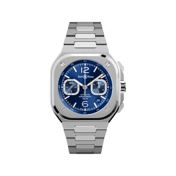 柏莱士/Bell&ross 42 MM 缎面打磨及抛光不锈钢 自动机械机芯 男表 BR05C-BLU-ST-SST