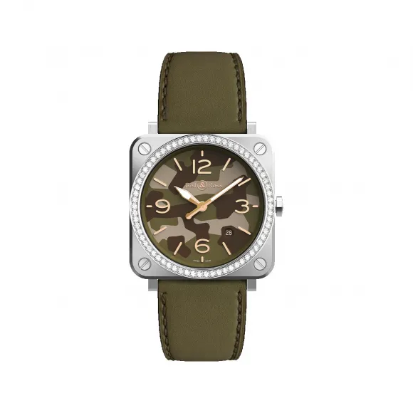 柏莱士/Bell&ross Instruments 系列 39MM 磨砂抛光精钢 石英机芯 男表 BRS-CK-ST-LGD-SCA