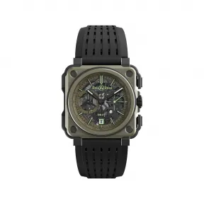 柏莱士/Bell&ross Experimental 系列 45MM HRT (卡其色耐磨钛金属)和黑色陶瓷 自动机械机芯 男表 BRX1-CE-TI-MIL