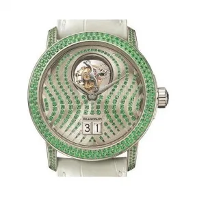 宝珀/Blancpain Women 女装腕表系列 18k白金镶嵌绿宝石 自动机械机芯 女表 2826B-4963-55B