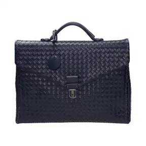 葆蝶家/Bottega Veneta  深蓝色 羊皮 手提包 113095-V4651-4013