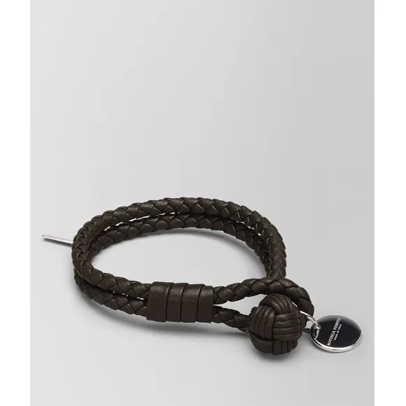 葆蝶家/Bottega Veneta 深咖啡色编织小羊皮手链 113546V001D2006