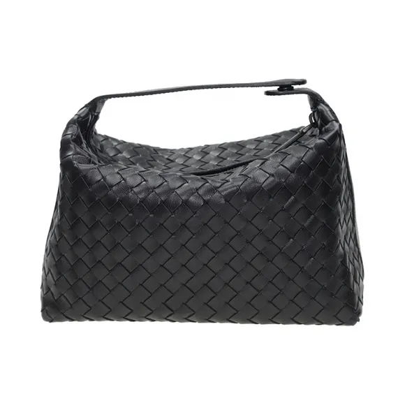 葆蝶家/Bottega Veneta  黑色 羊皮 手提包 114087-V0016-1000