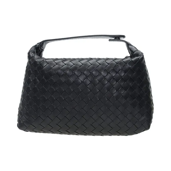 葆蝶家/Bottega Veneta  黑色 羊皮 手提包 114087-V001N-1000