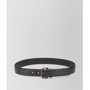 葆蝶家/Bottega Veneta 黑色编织皮革皮带 173784V46501000
