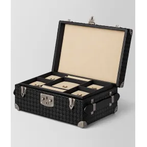葆蝶家/Bottega Veneta 黑色INTRECCIATO编织小羊皮旅行首饰盒 185243V001N1000