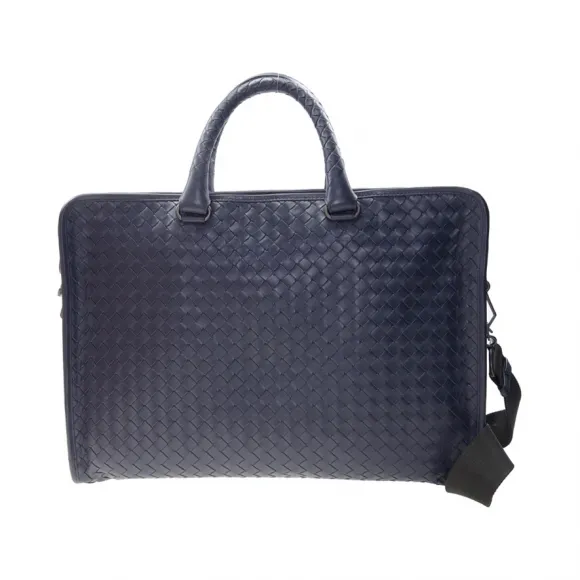 葆蝶家/Bottega Veneta  深蓝色 羊皮 手提包 248395-VQ131-4058