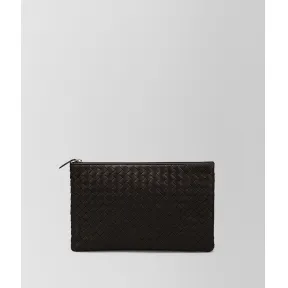 葆蝶家/Bottega Veneta 深咖啡色编织小羊皮中号收纳包 256400V001O2006