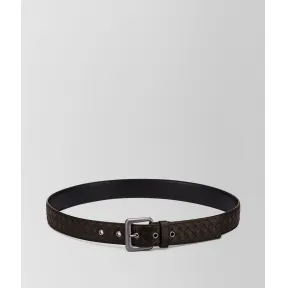 葆蝶家/Bottega Veneta 深咖啡色编织皮革皮带 271932V46502006