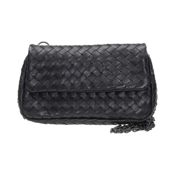 葆蝶家/Bottega Veneta  黑色 羊皮 手提包 310774-V0016-8175
