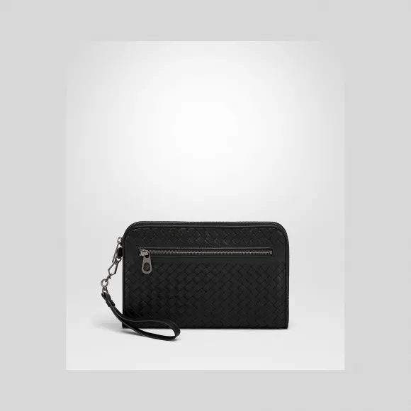 葆蝶家/Bottega Veneta 黑色INTRECCIATO编织收纳包 493190V46511000