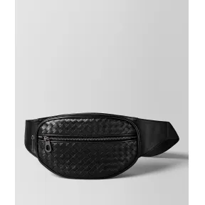 葆蝶家/Bottega Veneta 黑色编织牛皮腰包 520452V465X1000