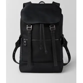 葆蝶家/Bottega Veneta 黑色高科技帆布SASSOLUNGO双肩包 520460VAYE31000