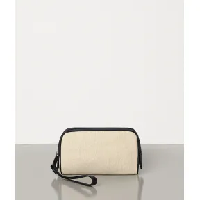 葆蝶家/Bottega Veneta 小号帆布和哑光小牛皮化妆包 575557VMAX19231