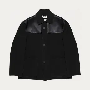 葆蝶家/Bottega Veneta 羊毛和NAPPA小羊皮衬衫式大衣 577324VA8V21000