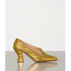 葆蝶家/Bottega Veneta LAMÉ NAPPA小羊皮ALMOND SEMI-D’ORSAY高跟鞋 578311VBPV08428