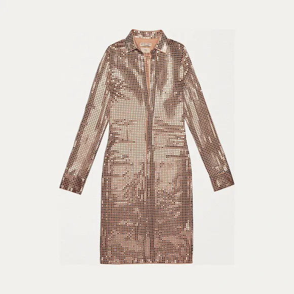 葆蝶家/Bottega Veneta 丝缎针织装饰连衣裙 590111VKFI09803