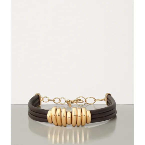 葆蝶家/Bottega Veneta 镀金纯银和NAPPA小羊皮项链 590453VAHUA2113