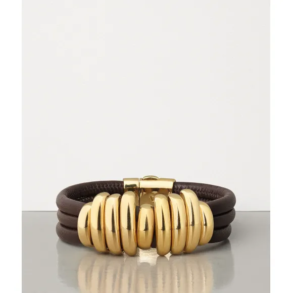 葆蝶家/Bottega Veneta 镀金纯银和NAPPA小羊皮手链 590459VAHUA2113