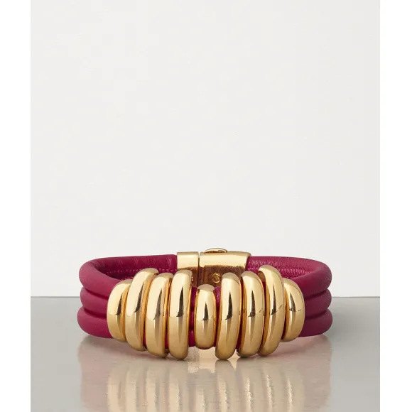 葆蝶家/Bottega Veneta 镀金纯银和NAPPA小羊皮手链 590459VAHUA6212