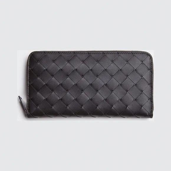 葆蝶家/Bottega Veneta 黑色、橙色 拉链钱包 593217-VCPQ6-1114