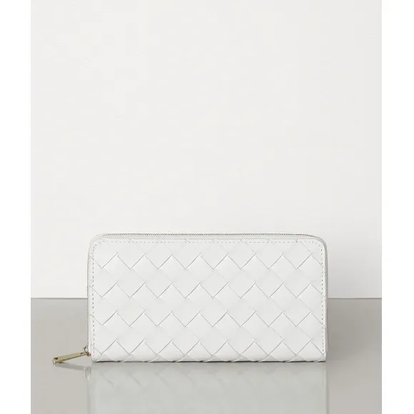 葆蝶家/Bottega Veneta 中号INTRECCIATO编织SPAZZOLATO小牛皮拉链钱包 593217VMBI29005