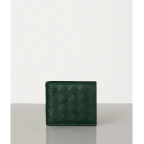葆蝶家/Bottega Veneta 松绿色 双折钱包，配有零钱袋 605722-VCPQ4-3107