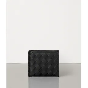 葆蝶家/Bottega Veneta 黑色 双折钱包，配有零钱袋 605722-VCPQ4-8984