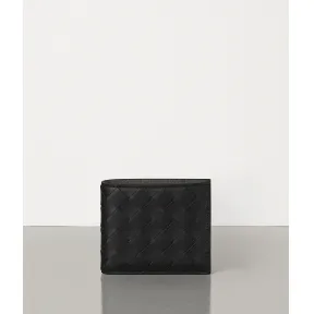 葆蝶家/Bottega Veneta 黑色、浅石墨色 双折钱包，配有零钱袋 605722-VCPQ6-8368