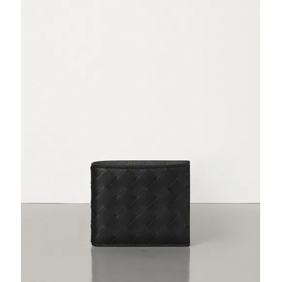 葆蝶家/Bottega Veneta 黑色、浅石墨色 双折钱包，配有零钱袋 605722-VCPQ6-8368
