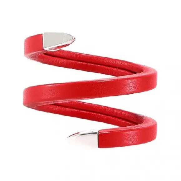 葆蝶家/Bottega Veneta 红色/银色 线圈袖口螺旋缠绕手链 608701V507C8822