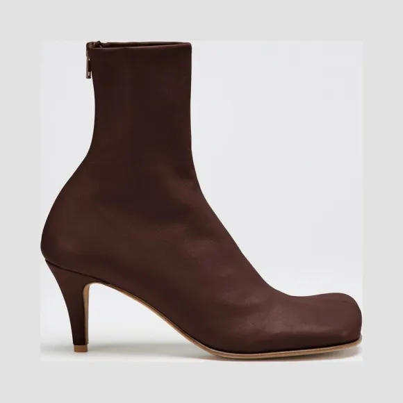 葆蝶家/Bottega Veneta 巧克力酱色 Bloc皮靴 610238-VBSO0-2502