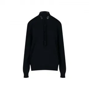 葆蝶家/Bottega Veneta 黑色 铆钉面板细节棉针织 627048VKVY01000