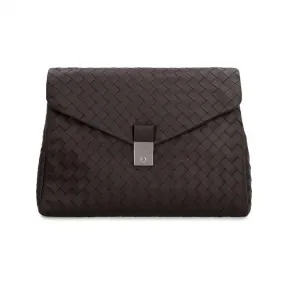 葆蝶家/Bottega Veneta 棕色 intrecciato 编织文件包 630236VCRL22135
