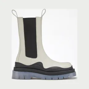 葆蝶家/Bottega Veneta 蜡白色、黑色、透明色 BV Tire皮靴 630297-VBS50-8205