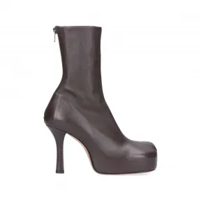 葆蝶家/Bottega Veneta 棕色 棕色皮革粗跟靴子 631934VBP402502