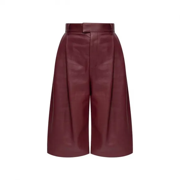 葆蝶家/Bottega Veneta 酒红色 小羊皮高腰裙裤 652742VKV902148